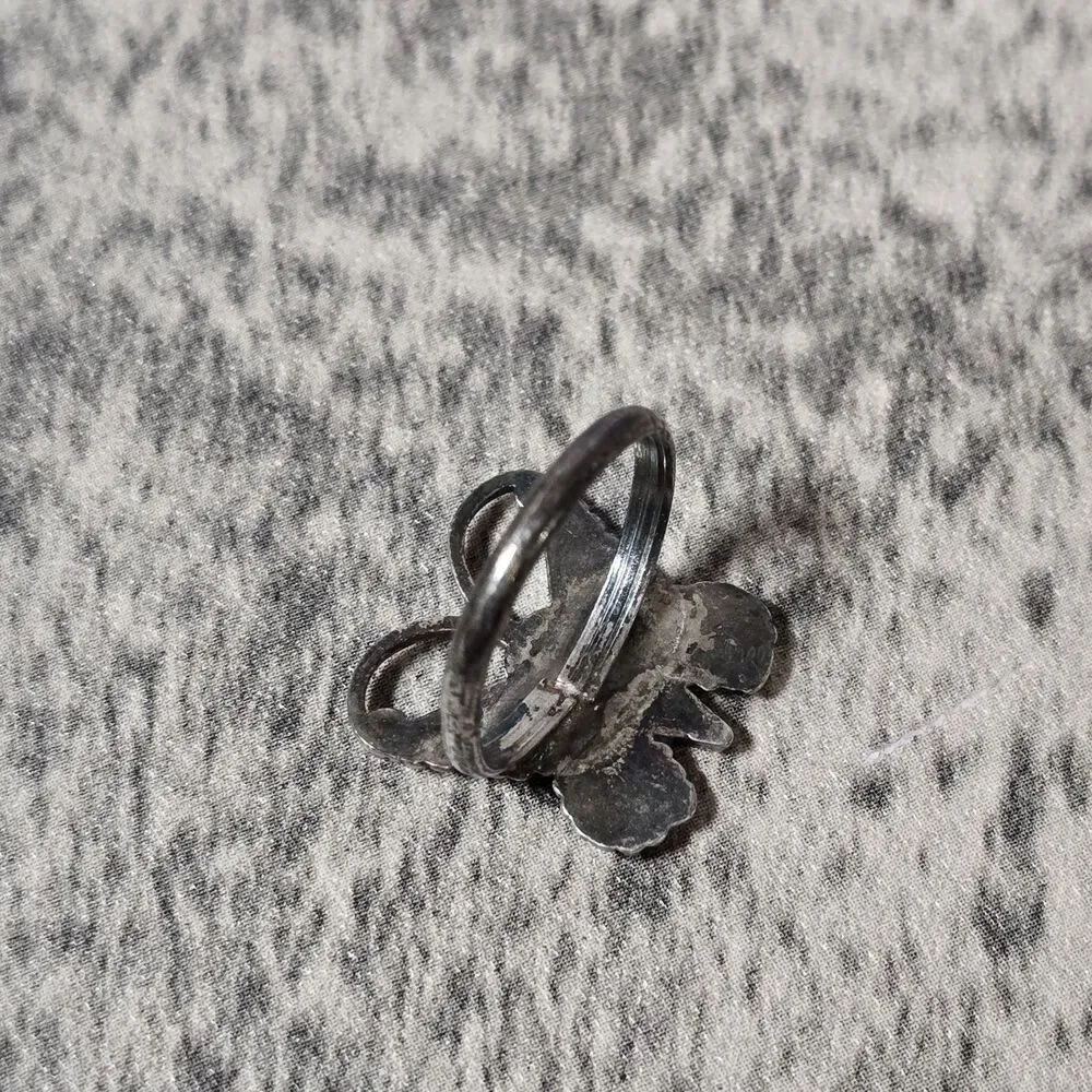 Silver Butterfly  Ring Size 6 Fine Jewelry Vintage Y2K Turquoise No Markings